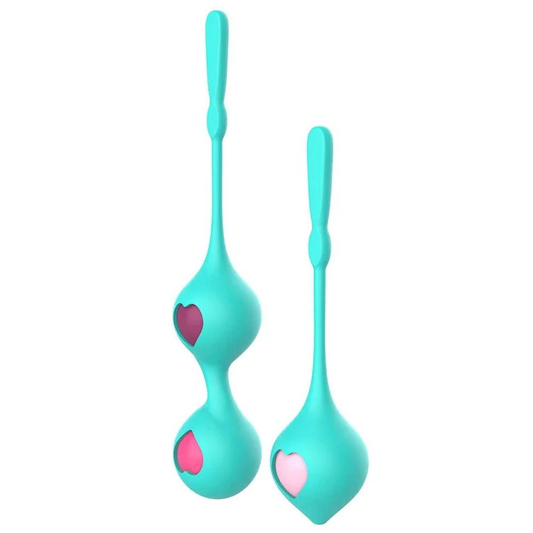 Adam & Eve Eve's Kegel Hearts set with two silicone harnesses and four weighted balls